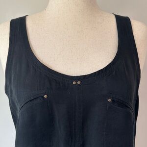 Diane Von Furstenberg Silky Black Studded Tank Top, size 12
